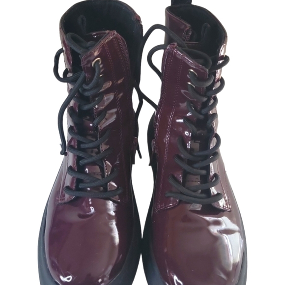 Zara Women's Round Toe Patent Leather Street Style Combat Boots 36 - Picture 8 of 8